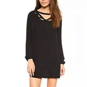 DIANE VON FURSTENBERG DVF Silk Shift Black Long Sleeve Melanie Straps 8 -flaw